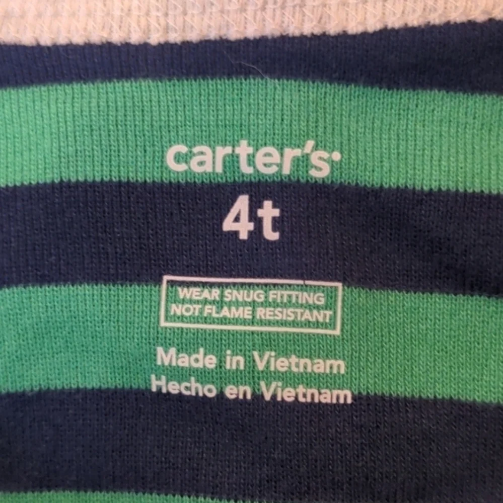Carter's Green and Blue Striped Monster One Piece Footie Pajamas size 4T